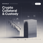 Crypto collateral & custody security visual showing LTV thresholds and liquidation framework for borrowers